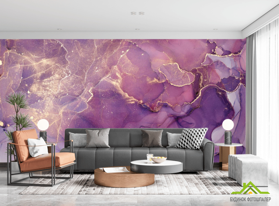 выбрать Фотошпалери Фіолетовий флюїд з золотом Каталог фотошпалер на стіну