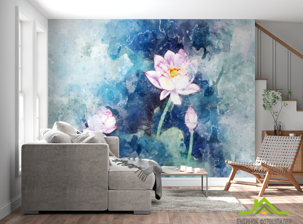 выбрать Фотообои Акварельный лотос Каталог фотообоев на стену