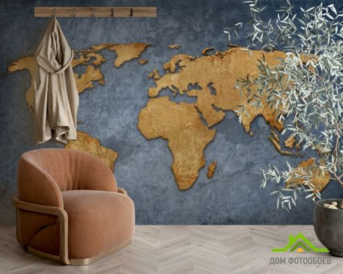 выбрать Фотошпалери Карта світу в стилі лофт Фотошпалери карта Світу на стіну