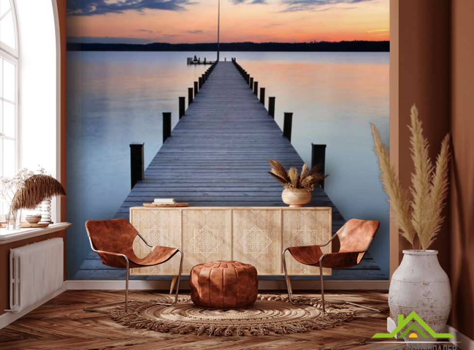 выбрать Фотошпалери Захід біля містка Каталог фотошпалер на стіну