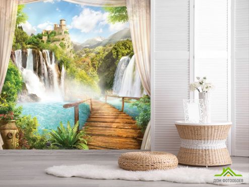выбрать Фотообои Дорожка к водопаду Фотообои Фотообои Дизайнерские фрески: квадратная ориентация на стену