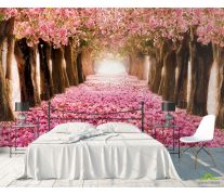 Фотообои аллея с розовыми лепестками