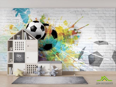 выбрать Фотообои Футбольный мяч Фотообои Фотообои в детскую: горизонталная, горизонтальная, картинка ориентация на стену