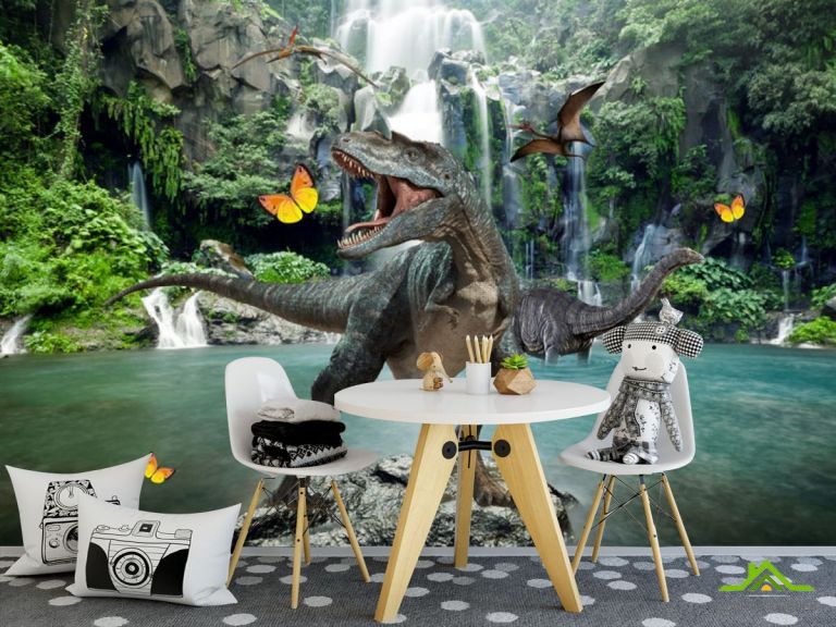 Фотообои Динозавр у водопада