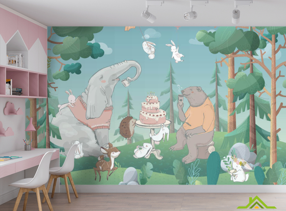 выбрать Фотообои Звери на пикнике в лесу Каталог фотообоев на стену