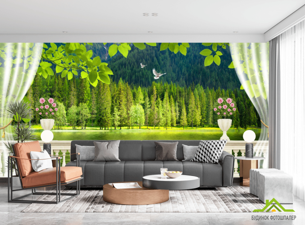 выбрать Фотошпалери Вид з балкона на ліс Каталог фотошпалер на стіну